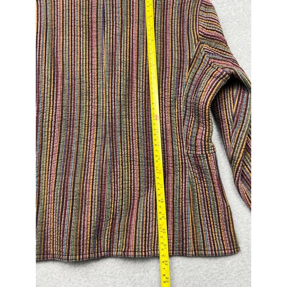 Orvis Womens Quilted Vertical Striped Jacket M Boho Indie Loop Button Multicolor - Picture 9 of 12
